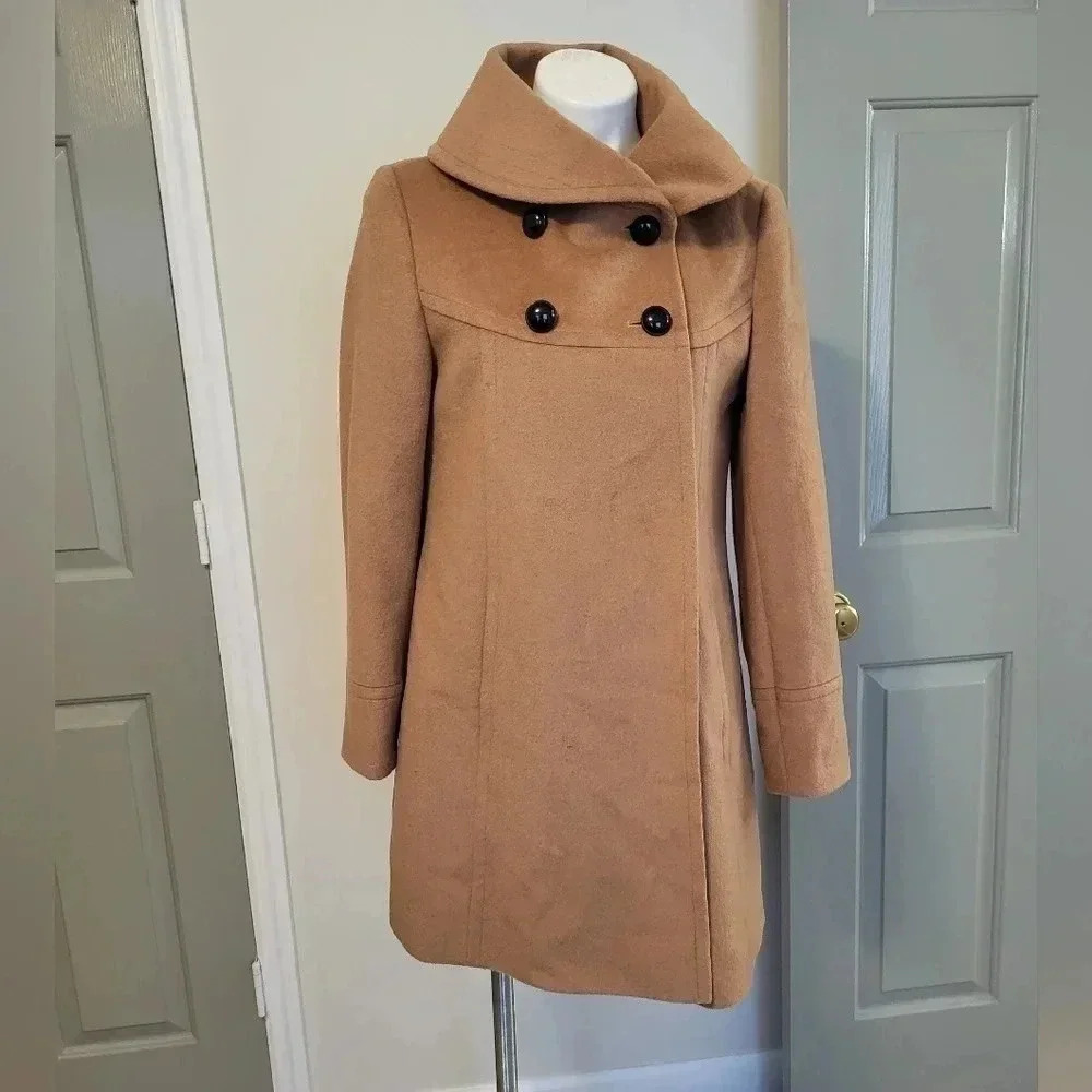 Collezione Wool Blend Tan Minimalist Business Casual Coat(S)